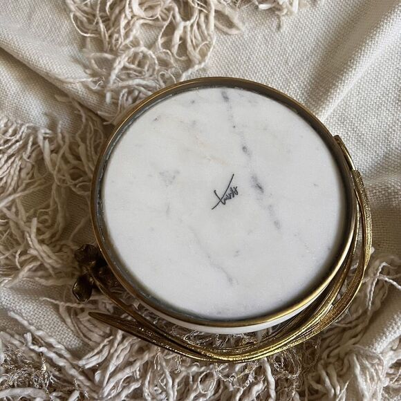 Michael Aram Black Iris Trinket Tray Brass Marble NEW - Picture 8 of 11